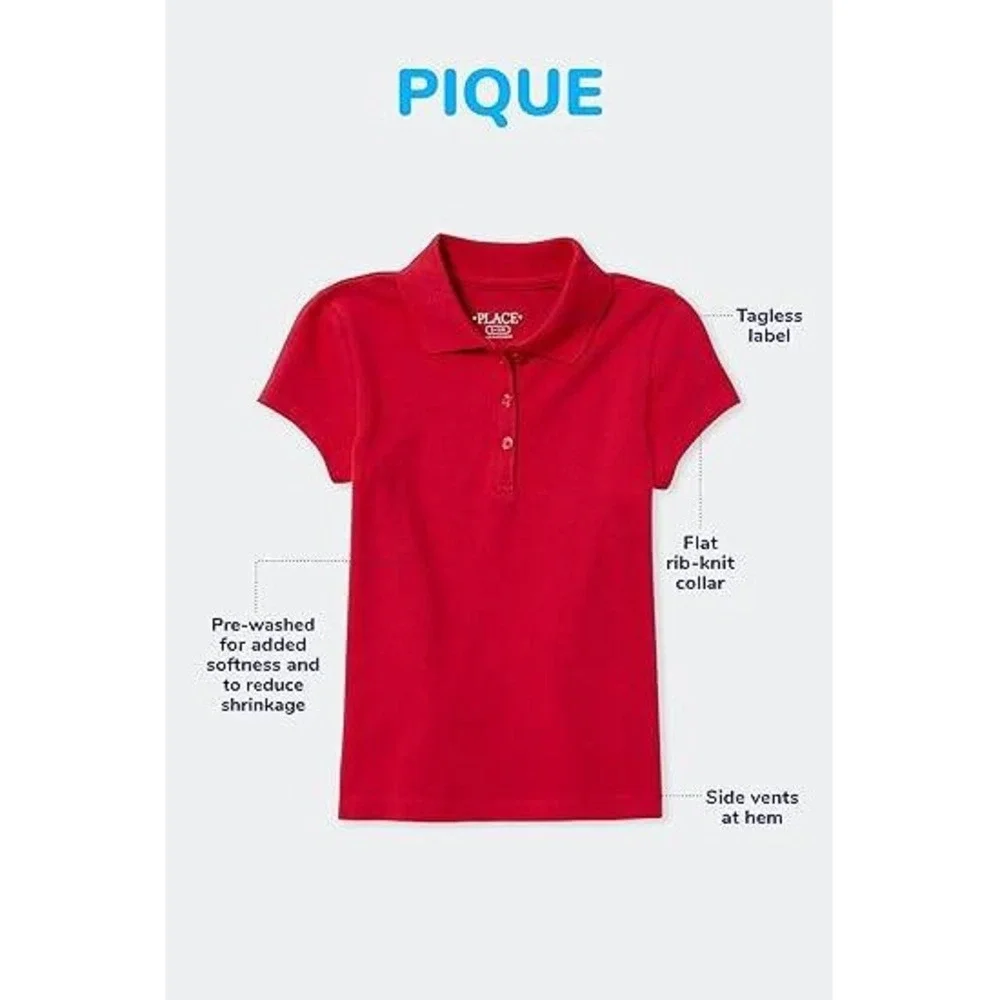 The Childrens Place Boys Red Pique‎ Polo Shirt 5-Pack Classic Red Size XL 14